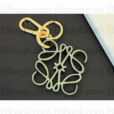 Loewe Anagram charm in calfskin Green with hook and ring