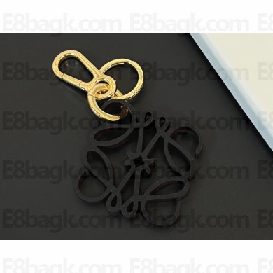 Loewe Anagram charm in calfskin Black with hook and ring