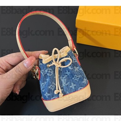 Louis Vuitton Monogram Denim canvas Micro Noe Bag Charm New LV Remix M01700