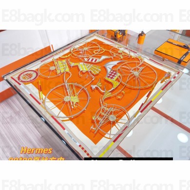 Hermes Voitures en Equilibre scarf 90x90cm in silk twill Orange 2024