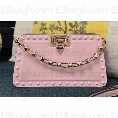 Valentino Rockstud Clutch Bag In Calfskin Pink 2024