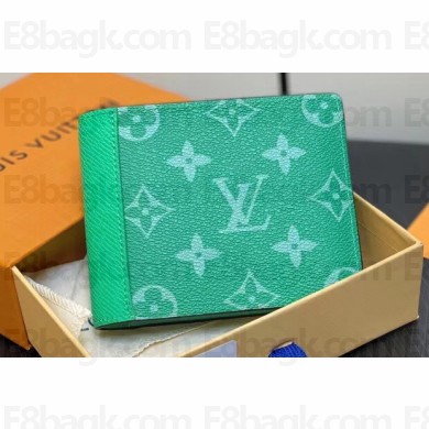 Louis Vuitton Taiga cowhide leather and Monogram canvas Multiple Wallet M30993 Green 2024