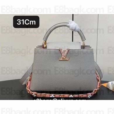 Louis Vuitton Taurillon leather Capucines MM Bag M23199 Gray 2024