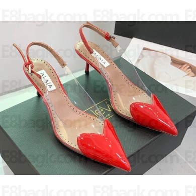 Alaia Heel 6cm Le Cœur Slingbacks In Patent Lambskin Red 2024