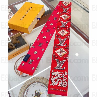 Louis Vuitton Precious Dragon Silk Bandeau M79478 Red 8x120cm 2024