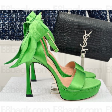 Dior Heel 12cm Platform 3cm Mlle Dior Heeled Sandals with Bow in Satin Green 2024