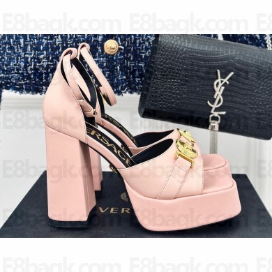 Versace Heel 12cm Platform 4cm Platform Medusa Buckle Sandals Pink 2024