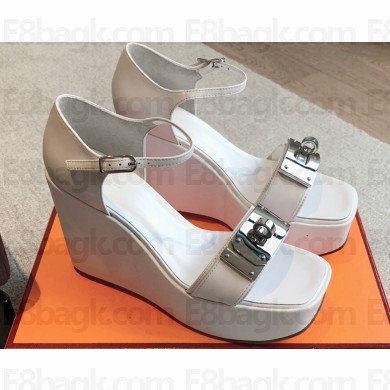 Hermes Hilda 80 sandals White in calfskin with iconic oversized Kelly buckle 2024