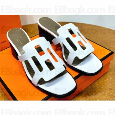 Hermes Izzy 60 sandals White in Calfskin with "H" cut-out Top Quality 2024