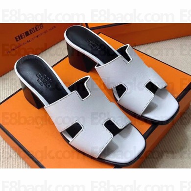 Hermes Helia 60 sandals White in suede goatskin with "H" cut-out details Top Quality 2024