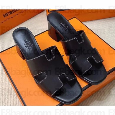 Hermes Helia 60 sandals Black in suede goatskin with "H" cut-out details Top Quality 2024