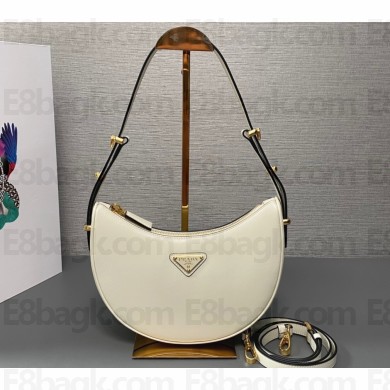 Prada Arqué leather shoulder bag 1BC194 White 2024