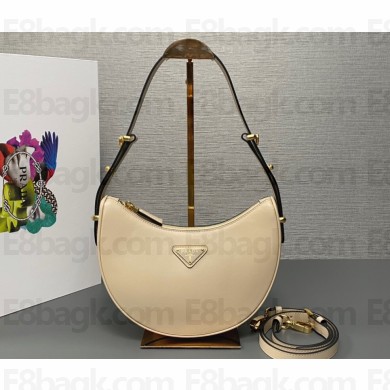 Prada Arqué leather shoulder bag 1BC194 Beige 2024