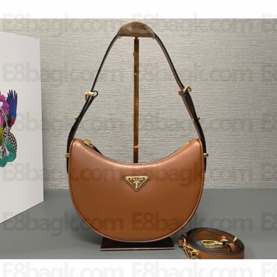 Prada Arqué leather shoulder bag 1BC194 Brown 2024