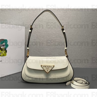 Prada Brushed leather shoulder bag 1BD345 White 2024