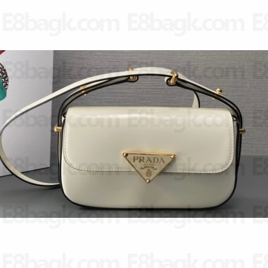 Prada Brushed leather shoulder bag 1BD339 White 2024
