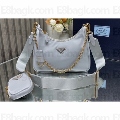 Prada Re-Edition 2005 Re-Nylon Hobo Bag 1BH204 Pale Blue/Gold 2024