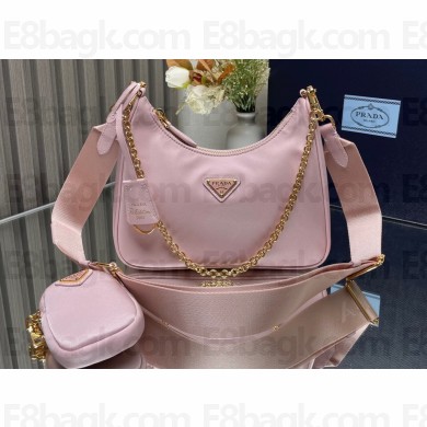 Prada Re-Edition 2005 Re-Nylon Hobo Bag 1BH204 Light Pink/Gold 2024