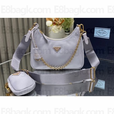 Prada Re-Edition 2005 Re-Nylon Hobo Bag 1BH204 Pale Purple/Gold 2024