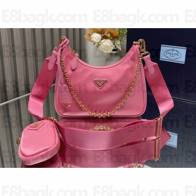 Prada Re-Edition 2005 Re-Nylon Hobo Bag 1BH204 Pink/Gold 2024
