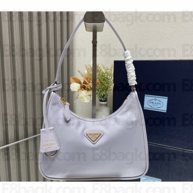 Prada Re-Edition 2005 Re-Nylon and Saffiano Mini Hobo Bag 1NE204 Pale Purple/Gold 2024