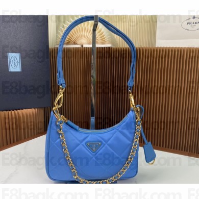 Prada Re-Edition 1995 Chaîne Re-Nylon Mini Hobo Bag 1BC204 Light Blue 2024