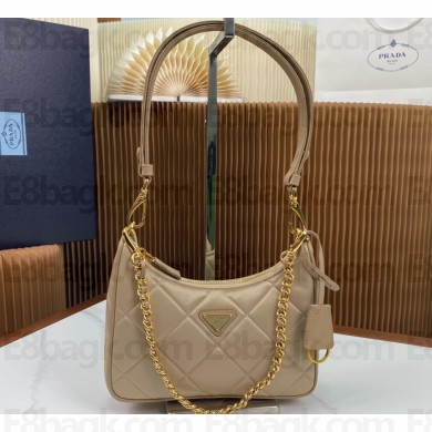 Prada Re-Edition 1995 Chaîne Re-Nylon Mini Hobo Bag 1BC204 Beige 2024