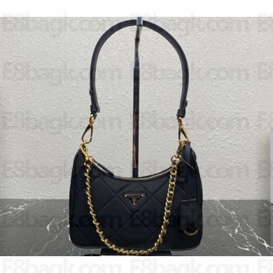 Prada Re-Edition 1995 Chaîne Re-Nylon Mini Hobo Bag 1BC204 Black 2024