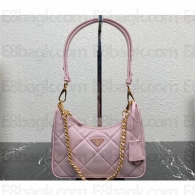 Prada Re-Edition 1995 Chaîne Re-Nylon Mini Hobo Bag 1BC204 Light Pink 2024