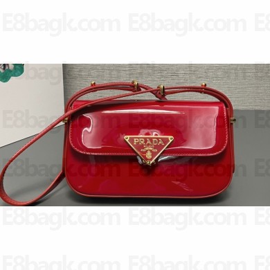 Prada Patent leather shoulder bag 1BD339 Red 2024