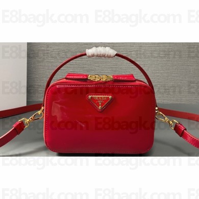 Prada Odette patent leather mini-bag 1BH206 Red 2024