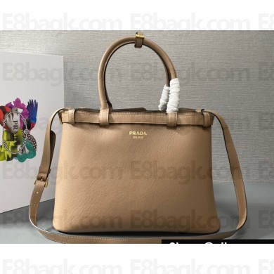 Prada Buckle medium leather handbag with double belt 1BA417 Camel 2024
