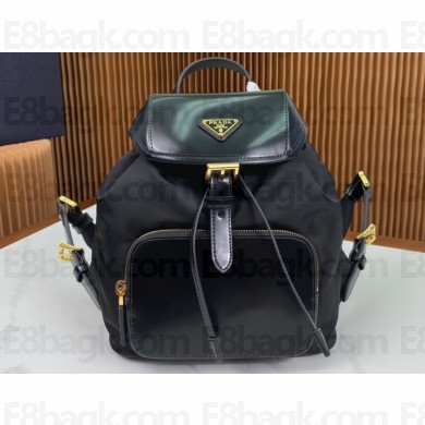 Prada Medium Re-Nylon and brushed leather backpack Bag 1BZ074 Black 2024