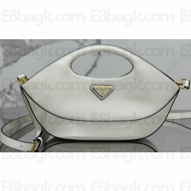Prada Medium leather handbag 1BA421 White 2024