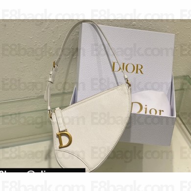 Dior Saddle Shoulder Pouch Bag in White Goatskin 2024