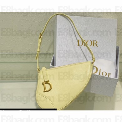 Dior Saddle Shoulder Pouch Bag in Yellow Goatskin 2024