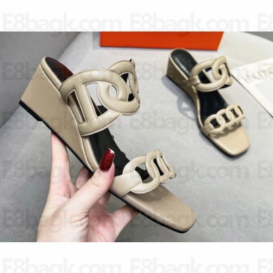 Cheap Sale Hermes Figari 55 sandals Beige with Chaine d'Ancre straps