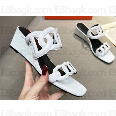 Cheap Sale Hermes Figari 55 sandals White with Chaine d'Ancre straps