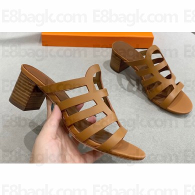Cheap Sale Hermes Celena Sandals Brown with Chaine d'Ancre