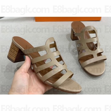 Cheap Sale Hermes Celena Sandals Beige with Chaine d'Ancre