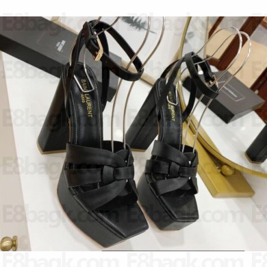 Cheap Sale Saint Laurent Platform Tribute Sandals Leather Black