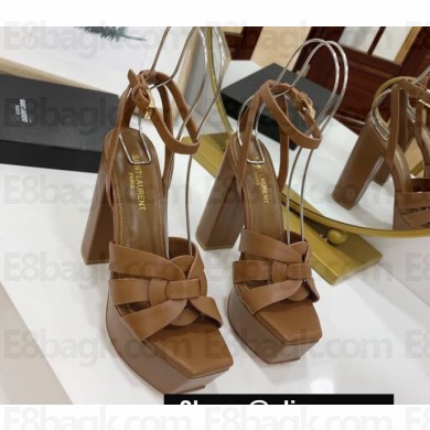 Cheap Sale Saint Laurent Platform Tribute Sandals Leather Brown