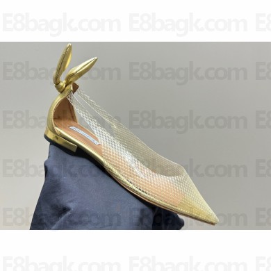 Aquazzura Bow Tie Ballets in Mesh Gold 2024