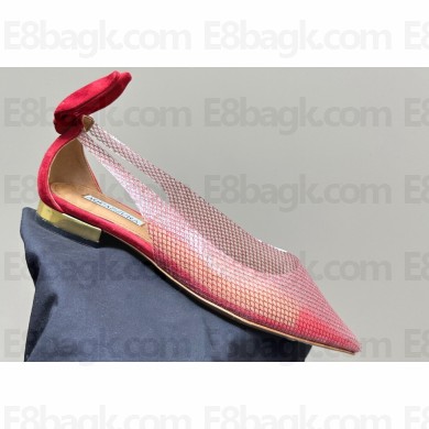 Aquazzura Bow Tie Ballets in Mesh Red 2024