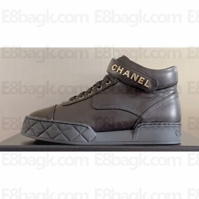 Chanel Calfskin Sneakers with Ankle Logo Top Quality Black 2024