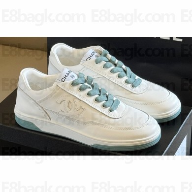 Chanel CC Logo Calfskin Sneakers G39978 White/Green 2024