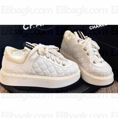 Chanel Quilting Platform Sneakers White 2024
