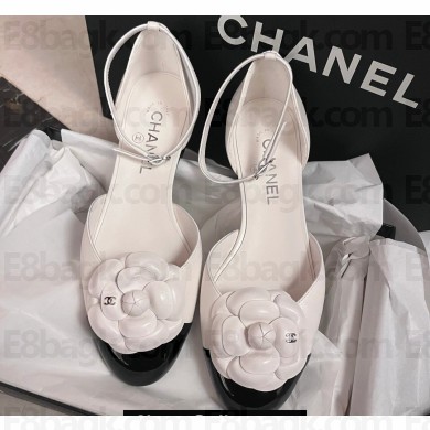 Chanel Mary Janes with Camellia and Ankle Strap White 2024