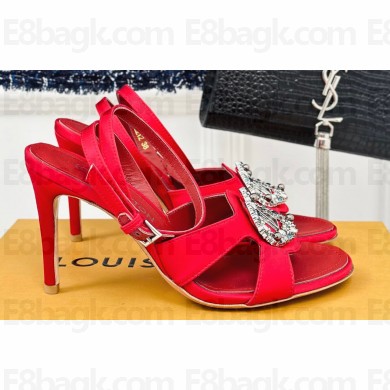 Louis Vuitton Heel 9cm LV Night Met Sandals in Satin Red 2024