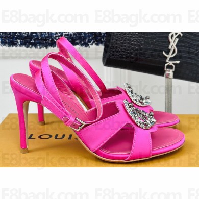 Louis Vuitton Heel 9cm LV Night Met Sandals in Satin Fuchsia 2024